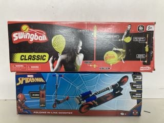 SPIDERMAN SCOOTER AND A SWING BALL SET