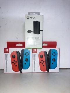 2 SETS OF NINTENDO SWITCH CONTROLLERS AND AN XBOX RECHARGEABLE BATTERY