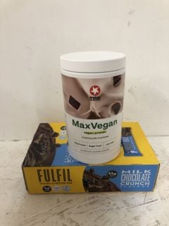 QTY OF ITEMS INC MAX VEGAN VEGAN PROTEIN CHOCOLATE FLAVOUR (BBE 09/2024)