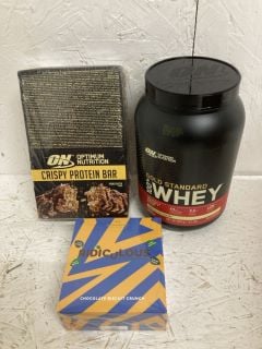 QTY OF ITEMS INC OPTIMUM NUTRITION GOLD STANDARD WHEY PROTEIN (BBE 03/2026)