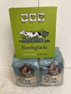 QTY OF DOG FOOD INC PURINA BETA SMALL BREED & FORTHGLADE COMPLETE MEAL