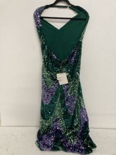 GLITTER & GOLD MIDI DRESS SIZE: M RRP: $250 (GRN/VERT)