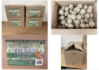 4 X BOXES OF 150 WILD BIRD FAT BALLS WITHOUT NETS