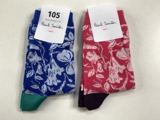 2 X PAUL SMITH WOMEN'S SOCK TO INC FLOWER. MADE FROM: 80 SOFT COTTON 17 POLYAMIDE 3 ELASTANE. RRP: Â£38