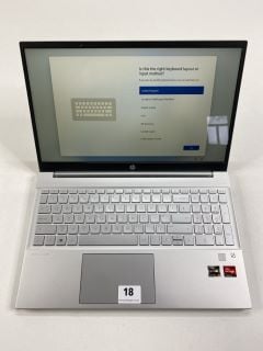 HP PAVILION LAPTOP 256GB LAPTOP IN SILVER: MODEL NO 15-EH1012NA (WITH BOX & CHARGER). AMD RYZEN 3 5300U, 4GB RAM,   [JPTN41396]