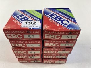 QUANTITY OF EBC BRAKE PADS FOR MOTORIBKES TO INC BRAKE SHOES