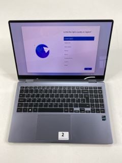 SAMSUNG GALAXY BOOK 4  360 256GB LAPTOP IN GREY: MODEL NO 750QGK-KG3 (WITH BOX NO CHARGE UNIT) (CRACK ON SCREEN). INTEL CORE I5- 120U @ 1.40 GHZ, 8GB RAM,   [JPTN41417]