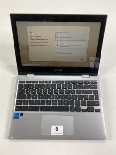 ASUS CHROMEBOOK 64GB EMMC LAPTOP IN SILVER: MODEL NO CX1102FK (WITH BOX & CHARGE UNIT). INTEL CELERON N4500, 4GB RAM,   [JPTN41420]