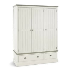 BROMPTON PAINTED ACACIA AND ASH TOP TRIPLE WARDROBE - MODEL NO. BPT102 - RRP £1500 (KERBSIDE PALLET DELIVERY)