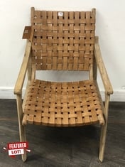 NKUKU ADEMBI WOVEN LEATHER ARMCHAIR - NATURAL & BROWN - ONE SIZE - ITEM NO. AA0201 - RRP £795