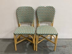 LA REDOUTE SET OF 2 MUSETTE WOVEN BISTRO CHAIRS IN MULTI COLOURED GREEN - ITEM NO. GJN257 - RRP £281