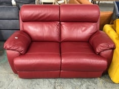 GRAYSON 2 SEATER DOUBLE POWER RECLINER SOFA WITH DOUBLE POWER HEADREST IN NEW CLUB RED LEATHER