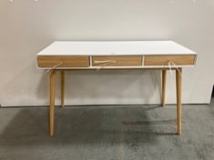 LA REDOUTE JIMI COMPUTER DESK WITH 3 DRAWERS IN WHITE / NATURAL - ITEM NO. GFH874 - RRP £263