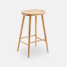 LA REDOUTE DRAGY 68CM HIGH SOLID OAK BAR STOOL - RRP £176