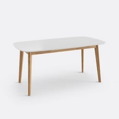 LA REDOUTE JIMI DINING TABLE IN WHITE / NATURAL (SEATS 6) - ITEM NO. GCJ313 - RRP £208