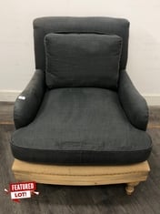 NKUKU ABE LINEN ARMCHAIR - CHARCOAL - 90 X 80 X 90CM - ITEM NO. AC6901 - RRP £1200