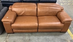 LAURENCE 3 SEATER DOUBLE POWER RECLINER SOFA WITH DOUBLE POWER HEADREST IN EMBOSSED BROWN LEATHER - RRP £2299