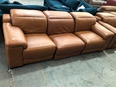 LAURENCE 3 SEATER DOUBLE POWER RECLINER SOFA WITH DOUBLE POWER HEADREST IN EMBOSSED BROWN LEATHER - RRP £2299