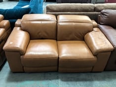 LAURENCE 2 SEATER DOUBLE POWER RECLINER SOFA WITH DOUBLE POWER HEADREST IN EMBOSSED BROWN LEATHER - RRP £2279