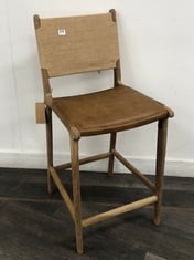 NKUKU NAYAN LEATHER AND JUTE COUNTER CHAIR IN TAN - ITEM NO. LC2001 - RRP £350