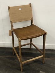 NKUKU NAYAN LEATHER AND JUTE COUNTER CHAIR IN TAN - ITEM NO. LC2001 - RRP £350