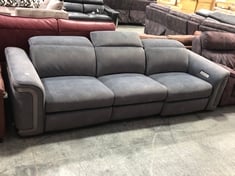 PLAZA 3 SEATER POWER RECLINER SOFA WITH POWER HEADREST IN FLECKED CHARCOAL FABRIC - RRP £1999