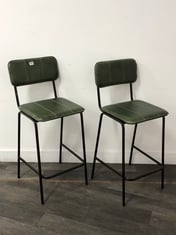 2 X NKUKU UKARI COUNTER CHAIR IN RICH GREEN - TOTAL LOT RRP £650