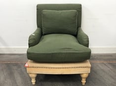 NKUKU ABE OLIVE GREEN DECONSTRUCTED LINEN ARMCHAIR - ITEM NO. AC1601 - RRP £1200