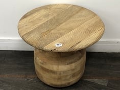 NKUKU VIVAN GROOVED WOOD SIDE TABLE (45CM X 55CM X 55CM)-RRP £495