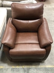 ELECTRIC POWER RECLINER ARMCHAIR IN BROWN LEATHER