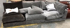 CAVALLI 3 SEATER END SOFA PART IN GREY FABRIC TO INCLUDE CAVALLI ARMLESS UNIT IN MUSHROOM MIX FABRIC (PARTS ONLY) (KERBSIDE PALLET DELIVERY)