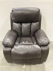 DARK BROWN LEATHER RECLINING SOFA CHAIR