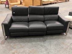 TORRES 3 SEATER SOFA IN DARK GREY LEATHER