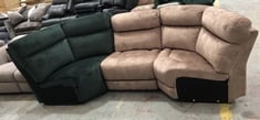 RADLEY 1 SEATER, CORNER SOFA PART IN DECENT MINK TO INCLUDE DARK EMERALD GREEN VELVET CORNER SOFA PART (PARTS ONLY)