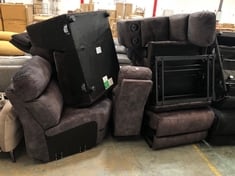 3 X ASSORTED SOFA PARTS TO INCLUDE CORNER SOFA PART IN CHARCOAL VELVET (PARTS ONLY) (KERBSIDE PALLET DELIVERY)