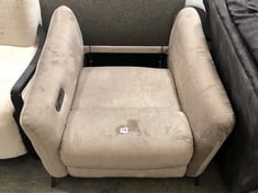 RENATO POWER RECLINER CHAIR IN HERITAGE VELVET MINK (MISSING BACK / PART ONLY)