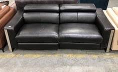 TORRES 3 SEATER SOFA IN BLACK GREY LEATHER