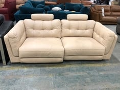 MUSE 3 SEATER SOFA WITH SUPPORTIVE HEADRESTS IN NATURAL / CREAM LEATHER