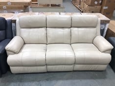 3 SEATER DOUBLE POWER RECLINER SOFA IN CREAM LEATHER