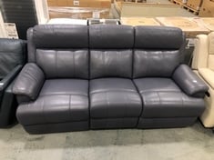 3 SEATER DOUBLE POWER RECLINER SOFA IN NAVY LEATHER