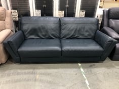 FELLINI 3 SEATER SOFA IN NAVY BLUE LEATHER