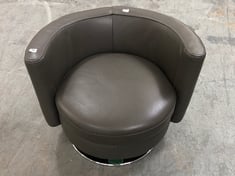 TORRES SWIVEL ARMCHAIR IN DARK BROWN LEATHER - RRP £299