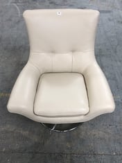 MISSOURI 1 SEATER SWIVEL CHAIR IN CREAM LEATHER - RRP £449