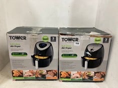 2 X TOWER 4.3 LITRE AIRFRYER IN BLACK (T17021)-TOTAL RRP £140