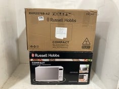 RUSSELL HOBBS COMPACT WHITE DIGITAL MICROWAVE TO INCLUDE RUSSELL HOBBS COMPACT BLACK DIGITAL MICROWAVE