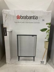 BRABANTIA TOUCH BIN WITH 2 INNER BUCKETS IN MATT STEEL (2X30 LITRE)-RRP £170