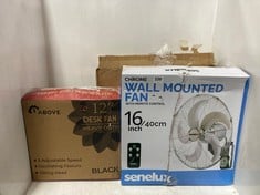 3 X FANS TO INCLUDE SENELUX CHROME WALL MOUNTED 16" FAN