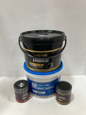 4 X ASSORTED FOOD SUPPLEMENTS TO INCLUDE MATRIX NUTRITION ANABOLIC ULTRA POTENT PROTEIN BLEND STRAWBERRY 5KG - BBE 03/26