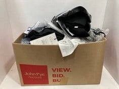 BOX OF ASSORTED CLOTHES TO INCLUDE JK ATTIRE RELAXED KNITTED POLO BLACK - SIZE M