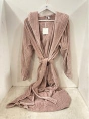 THE WHITE COMPANY HOODED VELOUR ROBE IN COLOUR BLUSH SIZE MEDIUM